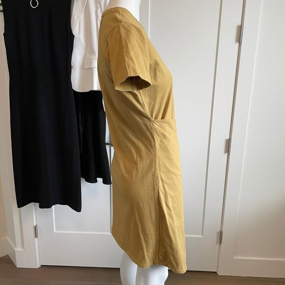 Jackson Rowe Paradise Palm SS 100% Cotton Waist Wrap Dress Dijon Mustard Sz S - Picture 7 of 12